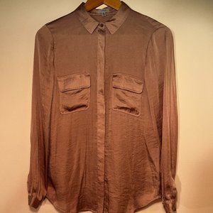 Jigsaw Vintage Brown Silk Blouse SZ 4